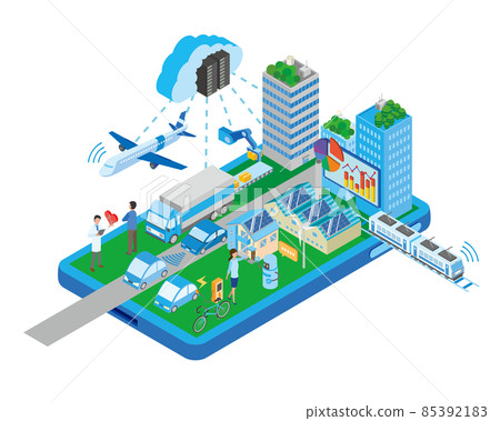 受智慧城市啟發的等距插圖 85392183