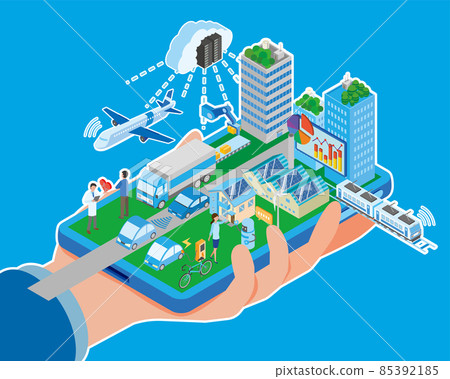 Isometric illustrations inspired by smart cities 85392185