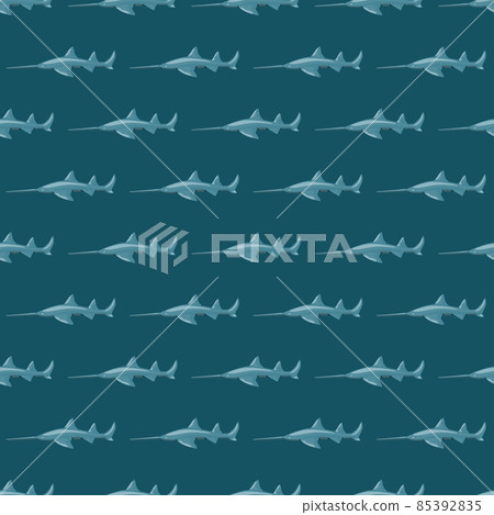 Saw shark seamless pattern in scandinavian style. Marine animals background. Vector illustration for children funny textile. Saw shark seamless pattern in scandinavian style. Marine animals background. Vector illustration for children funny textile. 85392835