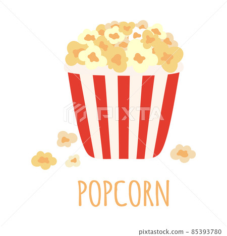 cartoon illustration with bag of popcorn isolated on white 85393780
