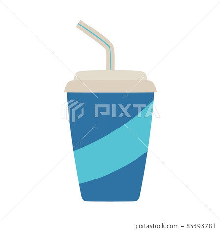 cartoon illustration of cup with lid and straw isolated cartoon illustration of cup with lid and straw isolated 85393781