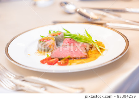 Wedding reception table food 85394259