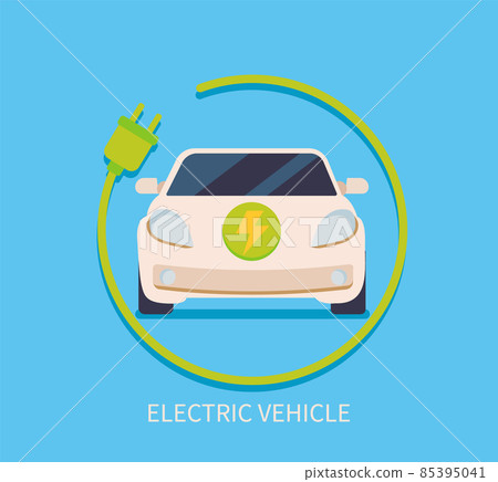 Electric car inside circle from cable with plug. 85395041