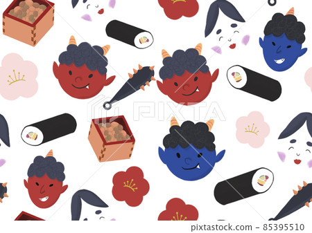 Setsubun motif_background_pattern (transparent background) Setsubun motif_background_pattern (transparent background) 85395510
