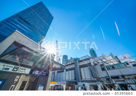 Tokyo cityscape of Japan Overlooking Shibuya Scramble Square and Shibuya Station = December 30 85395663