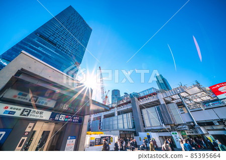 Tokyo cityscape of Japan Overlooking Shibuya Scramble Square and Shibuya Station = December 30 85395664