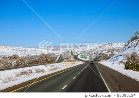 Desert landscape in the winter after a heavy snowfall mountain in Arizona Desert landscape in the winter after a heavy snowfall mountain in Arizona 85396184
