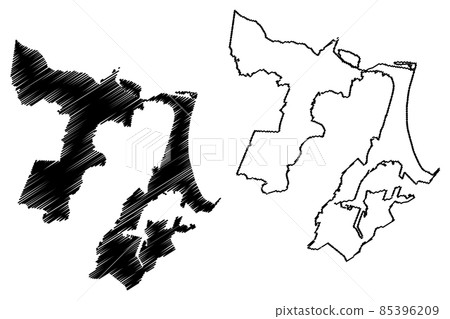 Durban City (Republic of South Africa, RSA, KwaZulu-Natal Province) map vector illustration, scribble sketch City of Durban map 85396209