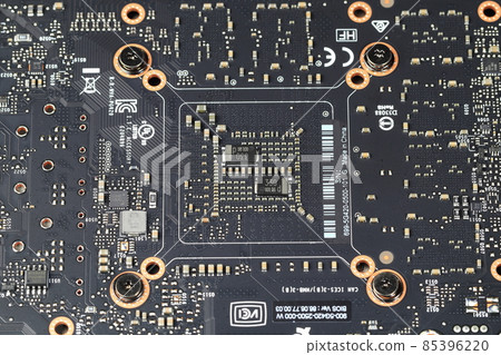 Computer printed circuit board with electronic components after used. 85396220