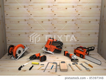 DIY tool carpenter tool remodeling repair renovation do-it-yourself boarding room (3DCG image) DIY tool carpenter tool remodeling repair renovation do-it-yourself boarding room (3DCG image) 85397348