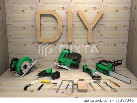 DIY tool carpenter tool remodeling repair renovation do-it-yourself boarding room (3DCG image) 85397349