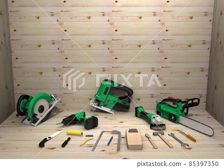 DIY tool carpenter tool remodeling repair renovation do-it-yourself boarding room (3DCG image) 85397350