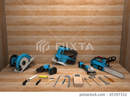 DIY tool carpenter tool remodeling repair renovation do-it-yourself boarding room (3DCG image) DIY tool carpenter tool remodeling repair renovation do-it-yourself boarding room (3DCG image) 85397352