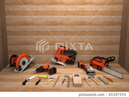 DIY tool carpenter tool remodeling repair renovation do-it-yourself boarding room (3DCG image) 85397354
