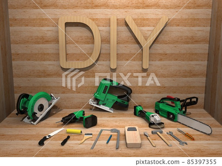 DIY tool carpenter tool remodeling repair renovation do-it-yourself boarding room (3DCG image) DIY tool carpenter tool remodeling repair renovation do-it-yourself boarding room (3DCG image) 85397355