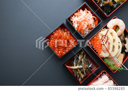 A stylish image of Japanese ingredients such as banners that are easy to use for Japanese cuisine. There is a copy space. 85398285