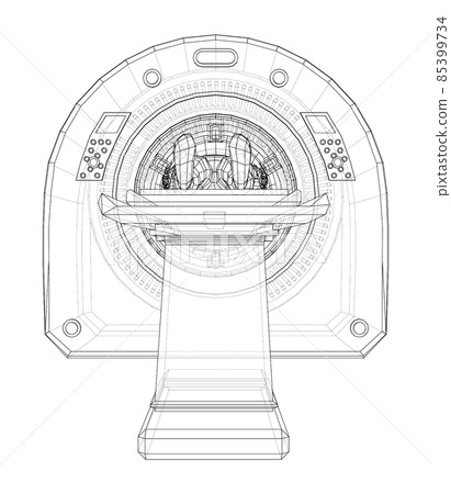 Female Patient Lying on a CT or MRI Scan 85399734