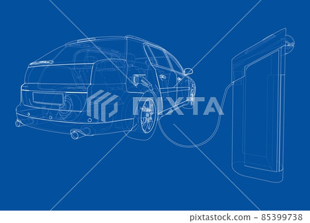 Electric Vehicle Charging Station Sketch Electric Vehicle Charging Station Sketch 85399738