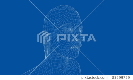 Wireframe portrait of a young beautiful girl 85399739