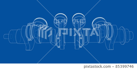 Engine crankshaft with pistons outline 85399746