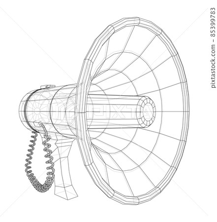 Megaphone concept outline. 3d illustration Megaphone concept outline. 3d illustration 85399783