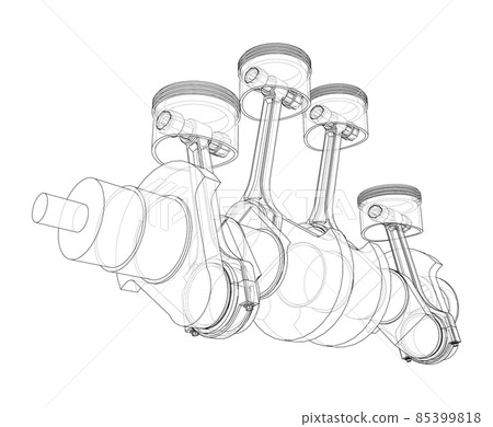 Engine crankshaft with pistons outline 85399818