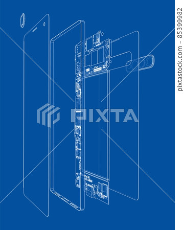 Disassembled smartphone concept outline 85399982