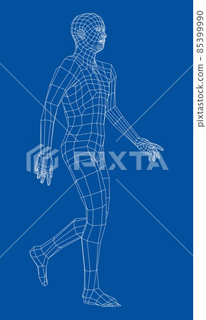 Wireframe walking man. 3d illustration Wireframe walking man. 3d illustration 85399990