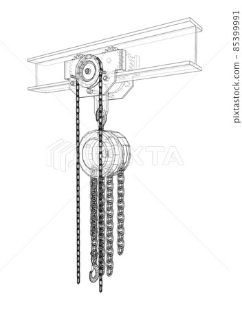 A Hoist on the beam. 3d illustration 85399991