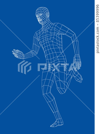 Wireframe running man. 3d illustration Wireframe running man. 3d illustration 85399996