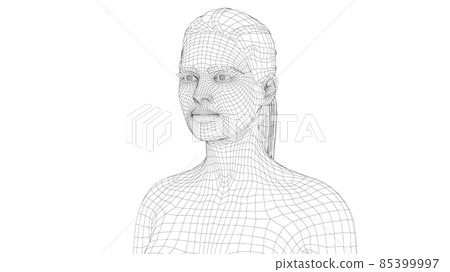 Wireframe portrait of a young beautiful girl 85399997