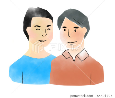 Male couple upper body image illustration material Male couple upper body image illustration material 85401797