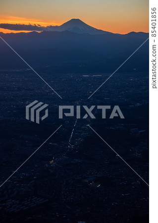 Aerial view of Mt. Fuji in the evening Aerial view of Mt. Fuji in the evening 85401856