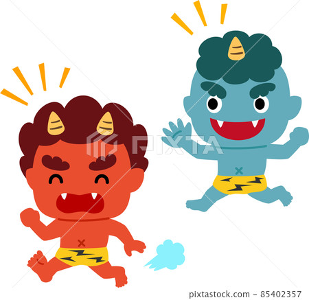A demon character playing tag - Stock Illustration [85402357] - PIXTA