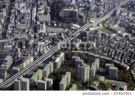 Aerial view of the vicinity of Shimura Sanchome Station on the Toei Mita Line 85402401