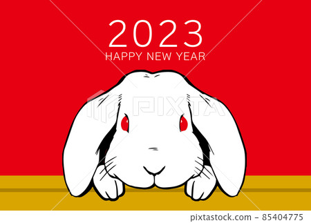 2023 New Year's card design Rabbit Real Red Rabbit Year 2023 New Year's card design Rabbit Real Red Rabbit Year 85404775