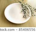 白盤子和植物 85406556