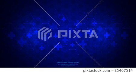 Vector illustration of a medical background with hexagons and crosses. Concepts and ideas for healthcare and medicine design 85407514
