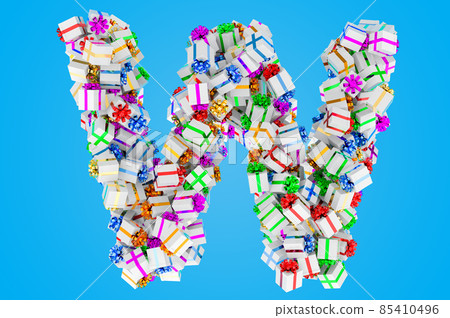 Letter W from gift boxes, 3D rendering - Stock Illustration [85410496 ...