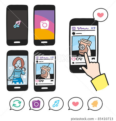 Icon set for smartphone SNS and chat 85410713