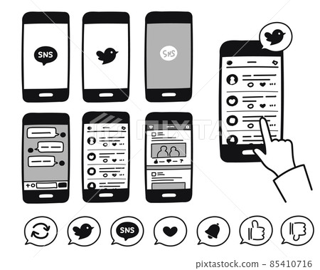 Icon set for smartphone SNS and chat Icon set for smartphone SNS and chat 85410716