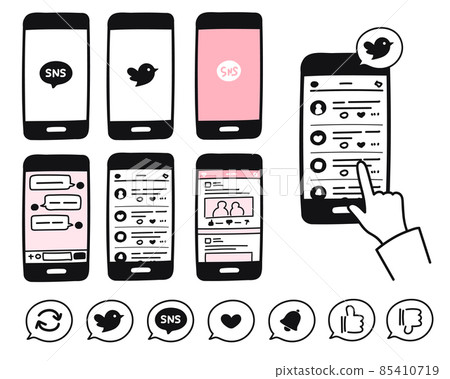 Icon set for smartphone SNS and chat Icon set for smartphone SNS and chat 85410719