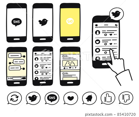 Icon set for smartphone SNS and chat Icon set for smartphone SNS and chat 85410720