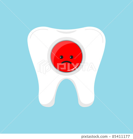 Tooth with negative red feedback rate icon. 85411177