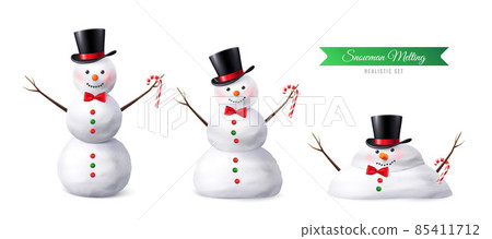 Snowman melting realistic 85411712
