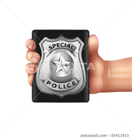 Police Badge Hand Composition 85411913
