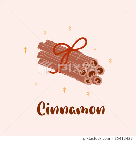 Cinnamon stick isolated graphic element. Cinnamon isolated vector hand drawn illustration. Spiced oodle icon in cute cartoon style. Hand drawn cinnamon. Aromatic bark. Condiment. Cinnamon stick isolated graphic element. Cinnamon isolated vector hand drawn illustration. Spiced oodle icon in cute cartoon style. Hand drawn cinnamon. Aromatic bark. Condiment. 85412422