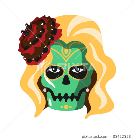 Decorated Female Skull Composition 85412538