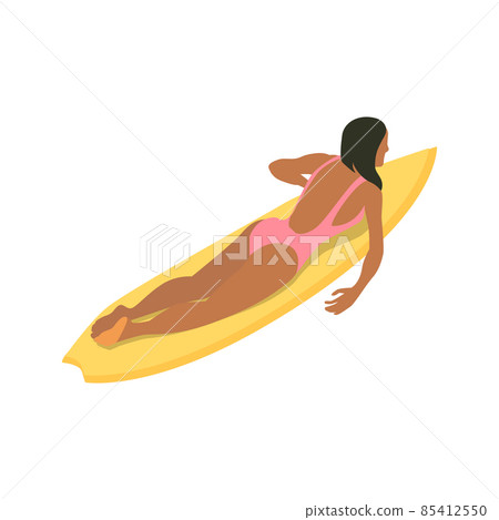 Woman Surfboard Swimming Composition 85412550