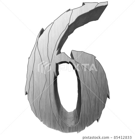 Jagged brushed metal number.Art font. 85412833